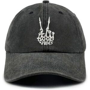 Good vibes Skeleton Hand trucker Hat Men Women Funny Adjustable Baseball Cap